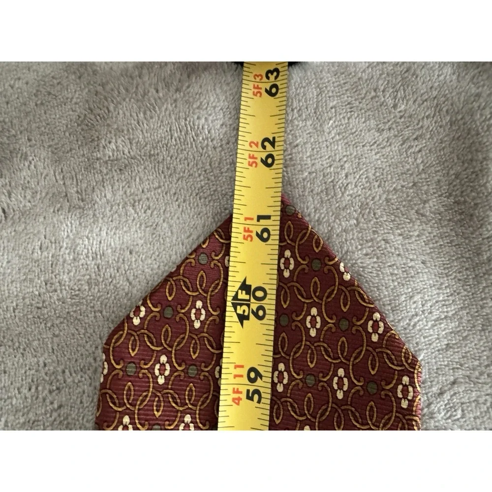 Gerardini Firenze‎ Silk Tie Red Gold Geometric Pattern Made in Italy Designer